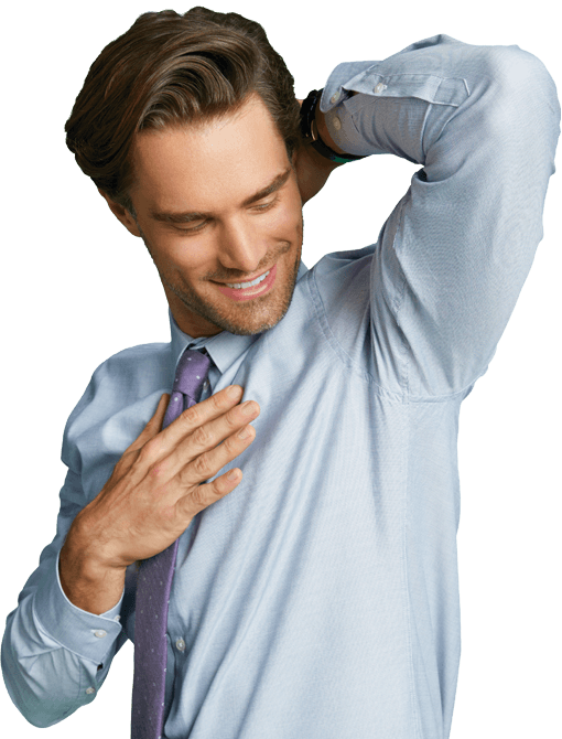 man without underarm sweat